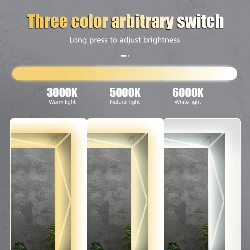 Smart Touch Screen Bathroom Defogger Anti-water Led Mirror With Time And Temperature