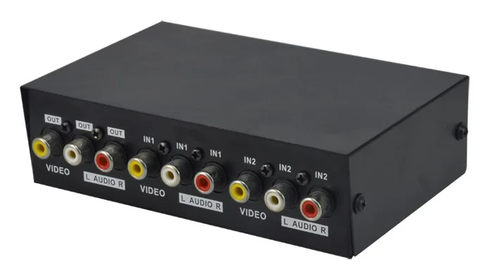 FJ-201AV FJGEAR Plug and play 2 Port AV Video Audio Switch 2 in 1 out AV Switch support bandwidth 250mhz two way switch