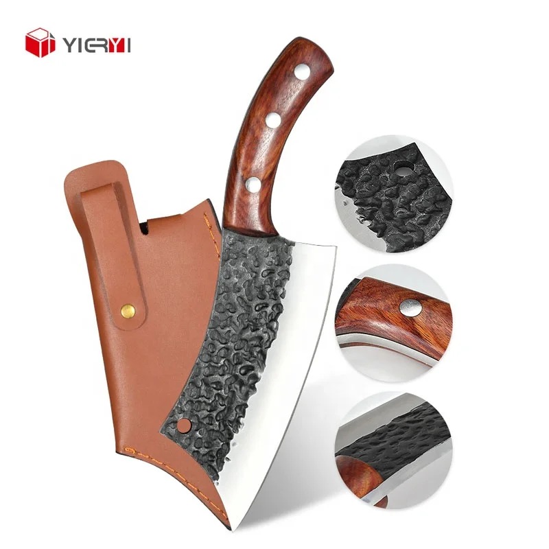 Outdoor Butcher Knife Hand Forged Boning Meat Slaughter Knife With Sheath Kitchen Commercial Butcher chopping knife