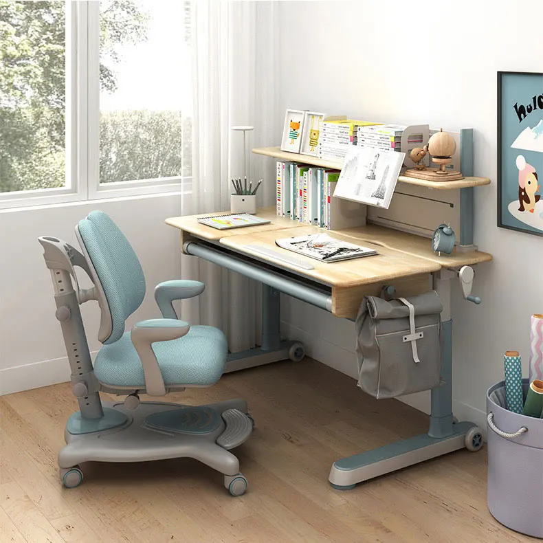 Children ergonomic multi functional furniture set student reading and writing table kids study table chair