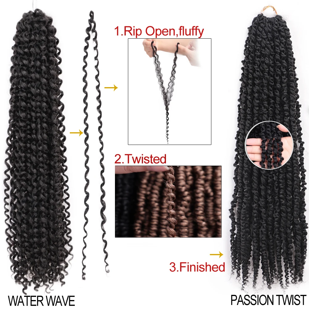 Wholesale crochet hair braid crochet hair water wave passion twist wavy braiding hair Synthetic passion twist For Distressed