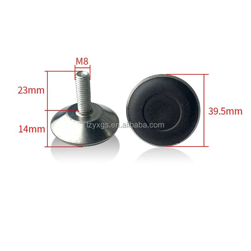 M8*23*40mm Iron Black Sole Non-slip Adjustable Cabinet Feet Furniture Plastic Cup Display Frame With Screw