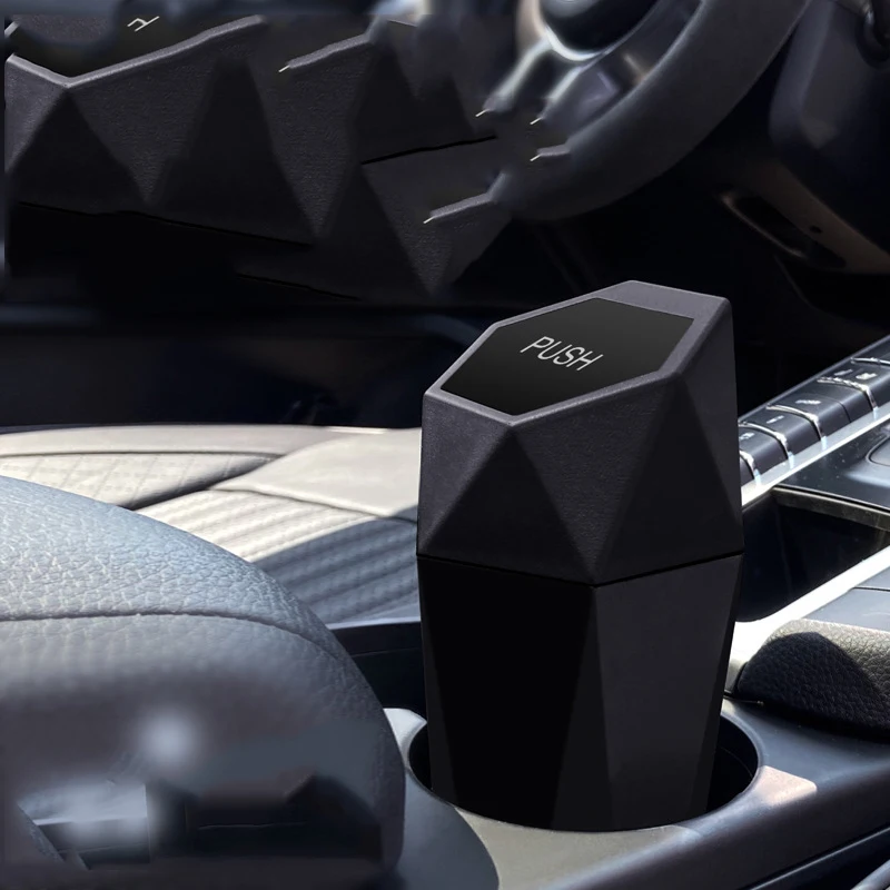 OEM LOGO Diamond Shape Plastic Mini Office Home Auto Car Trash Garbage Car Trash Can With Lid For Console Cup Holder Organizer