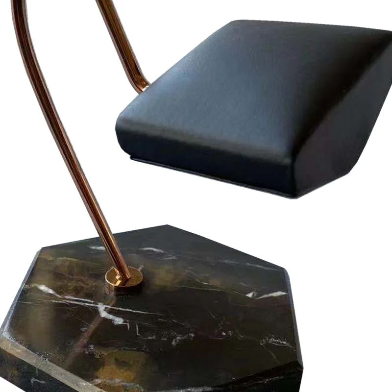 Natural Black Marble Base Single PU / Real Leather Pillow Stainless Steel Tabletop Watch Display Stand For Europe / USA market