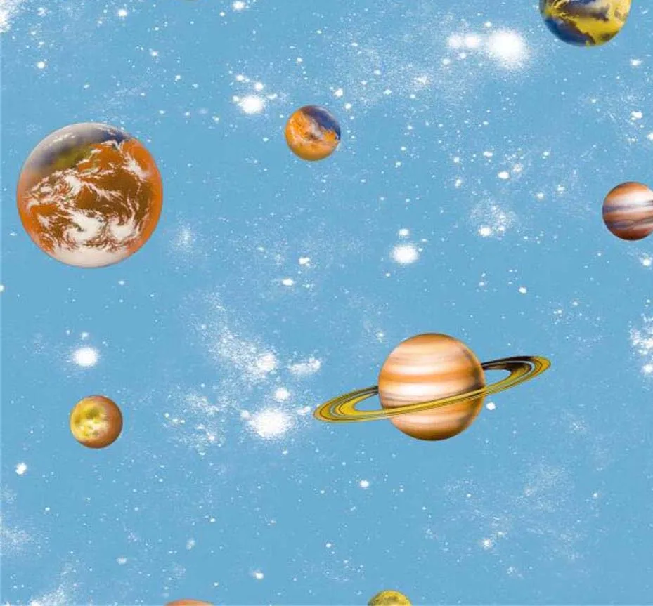 Kids Cosmos Space Planets Pink Sky Wallpaper Rolls Galaxy 3D Effect Wall Coverings for Children Teenager Bedroom Decor