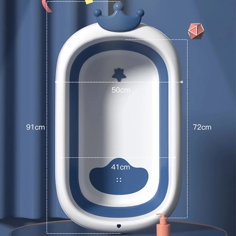 
Portable large size plastic toddler newborn foldable portable plastic baby bath tub set with thermometer 