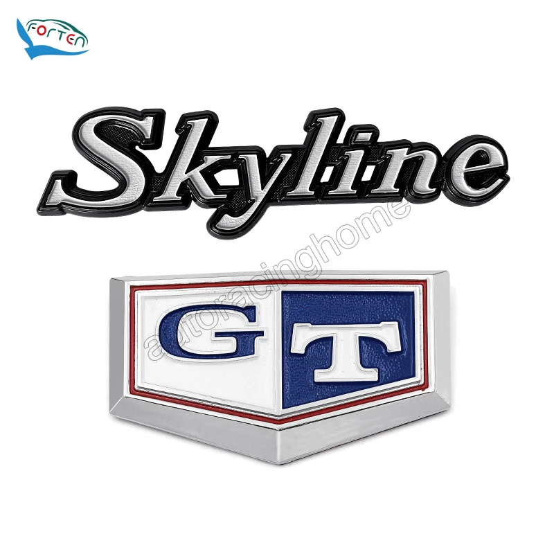 Customized Chrome Car Logo Auto Parts Sticker Car Exterior Accessories 3D Decal Nameplate Car Emblem Badge For GT SKYLINE