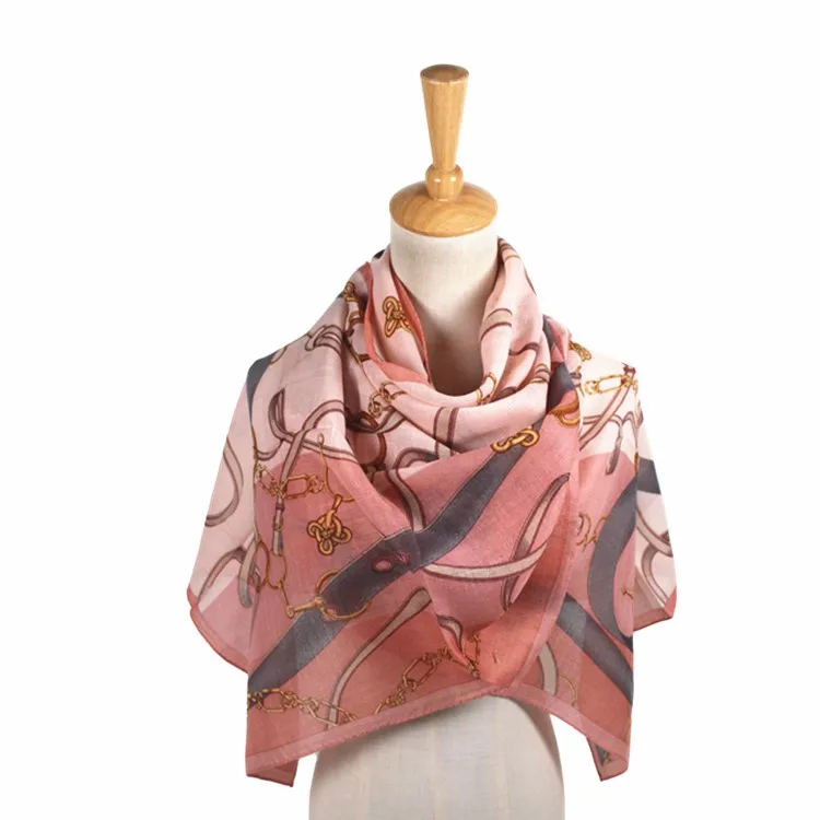 Оптовая Качество Кружева Корейский простой Печатный тяжелый шифон шаль Хиджаб