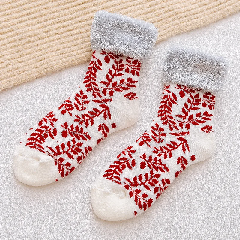 Осенние и зимние лыжные носки Luokou, утепленные бархатные зимние теплые носки для пола, домашнее полотенце, рождественские носки