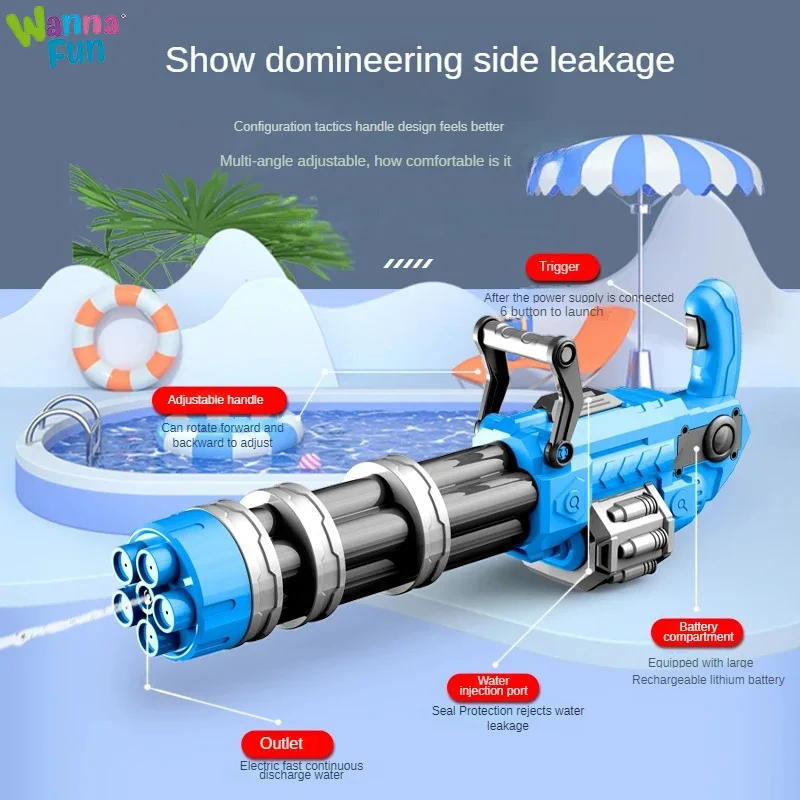 Hot Sale Automatic Kids Outdoor Toy Electric Squirt Gatling Water Gun Summer Party Toys
