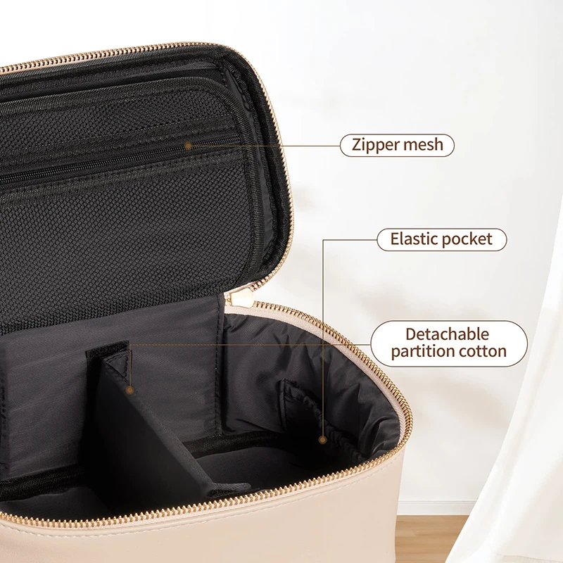 OEM Factory Travel Makeup Bag with Mirror Travel Organizer Bag Case Storage Makeup Brushes Portable Cosmetics Bag