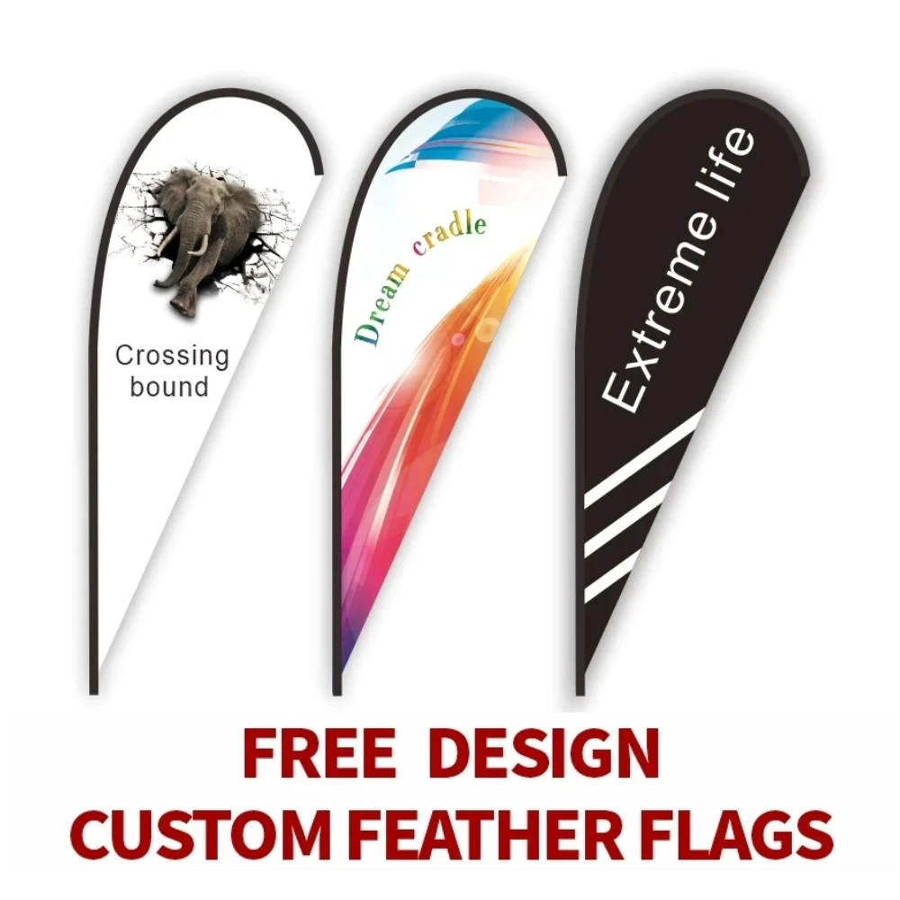 Free Design Custom Logo Beach Teardrop Swooper Flag Banners for Indoor Outdoor Advertising Club Sport Applications