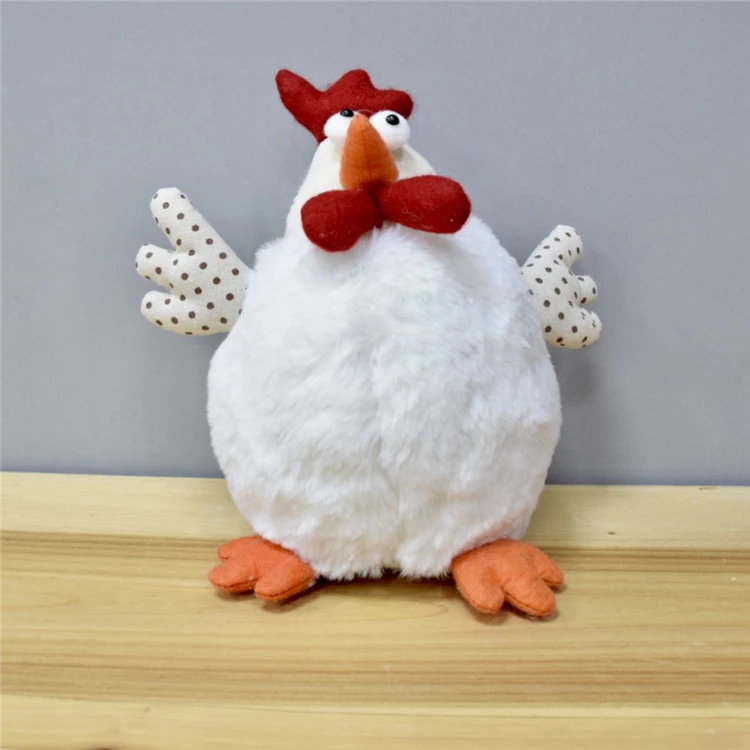 Handmade Cute Rooster Plush Decorations White Chicken Cock Chanticleer Stuffed Home Farmhouse Ornaments Supplies