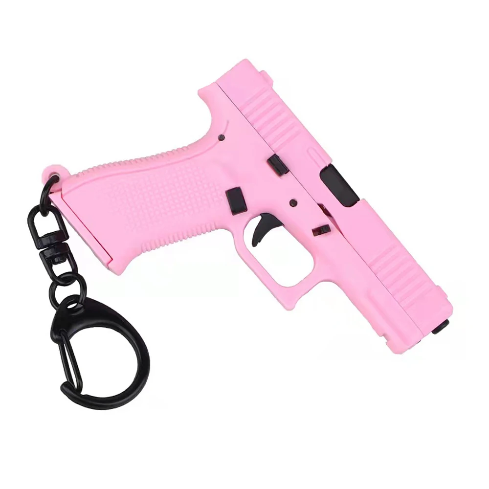 Mini Pistol G45 Model Keychain 1:4 Reduced Mode Plastic Key Ring Gu n Shape Decoration Birthday Gift Toy Trend Boy