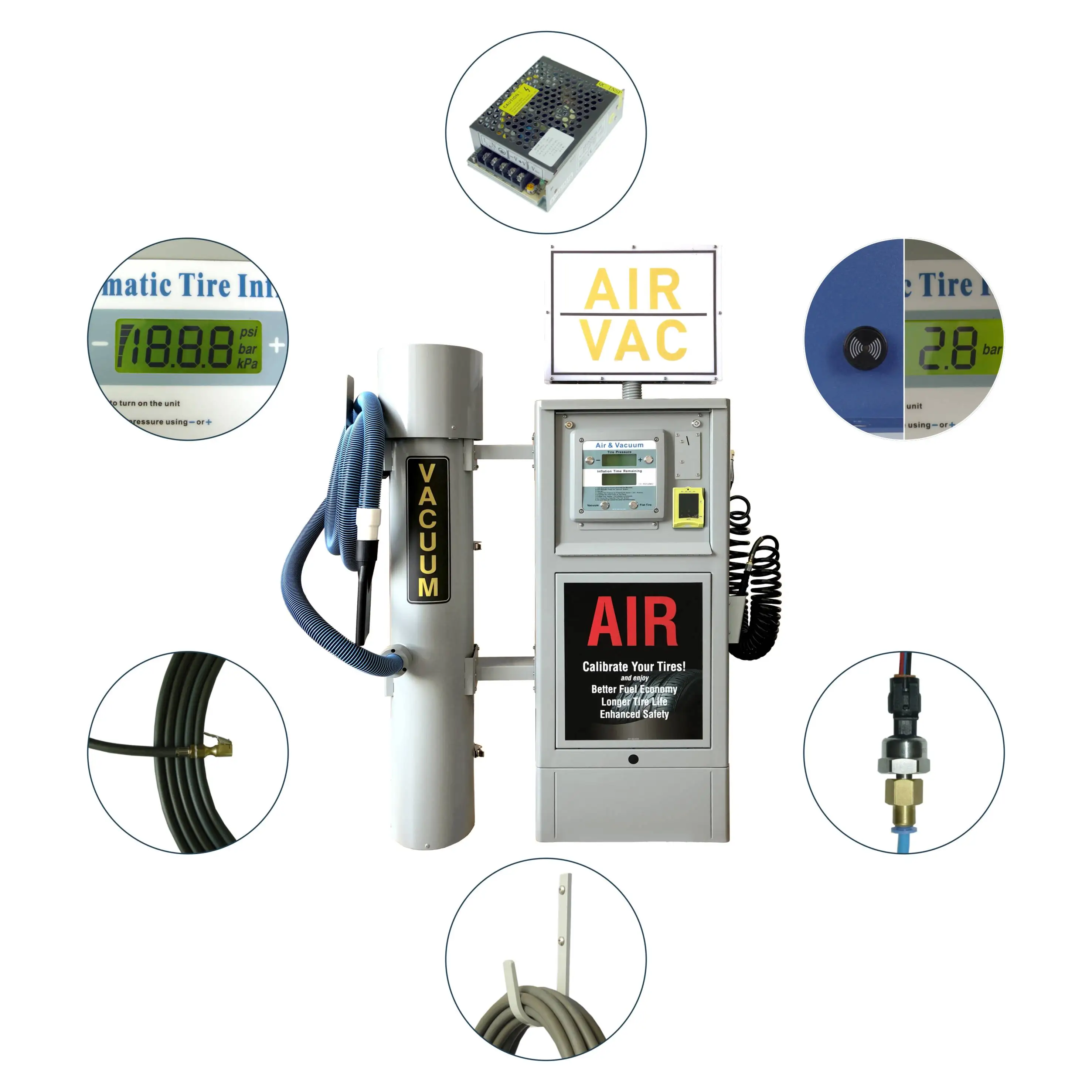 G5 stainless steel Air vending machine vehicle tools Tire Inflators gas station air pump petrol service equipment tire inflators