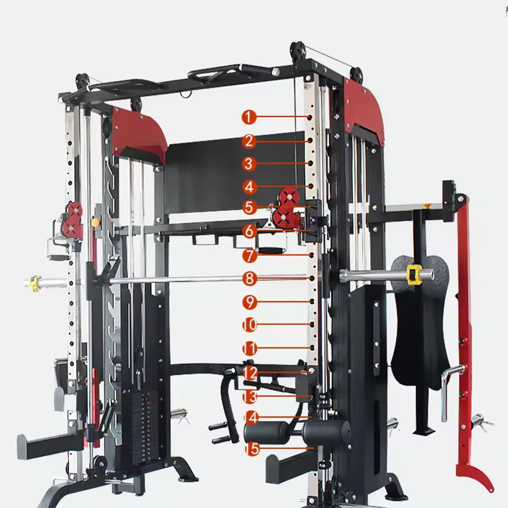 Commercial Use Fitness Multi Functional Power Cage Trainer Gym Equipment Cable Motion Crossover Power Squat Rack Smith Machine