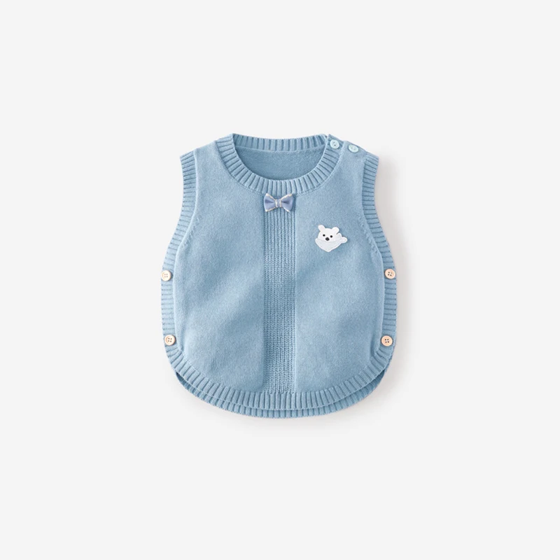 
Autumn new fashion multi color warm button baby knitted vest 