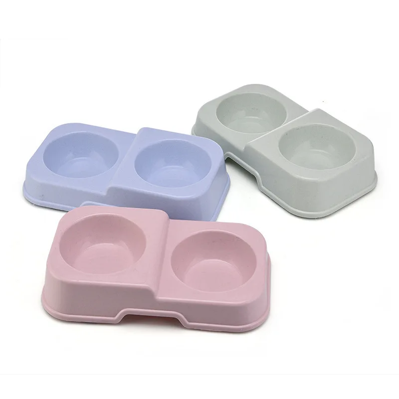 Marble Color Series Double Bowl Personality High and Low Design Anti Falling and Antiskid Stainless Steel Pet Tableware Basin Bo