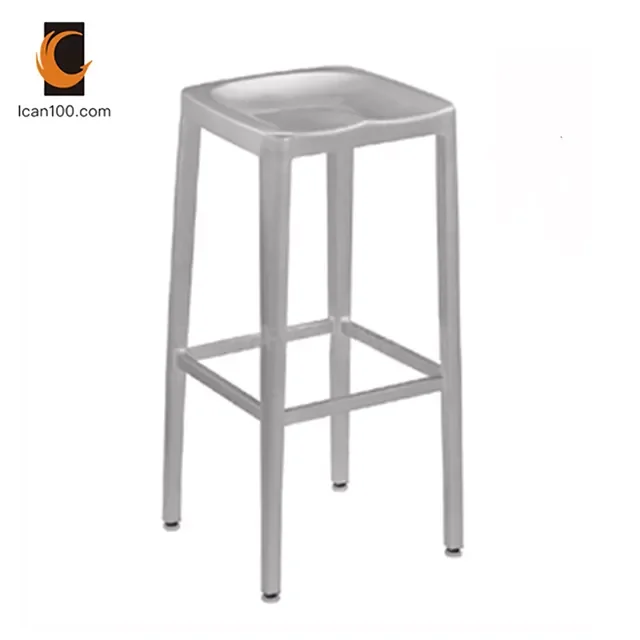 Metal Furniture Bar Stool Kitchen Chairs Silver aluminum Frame Dining Bar High Chair