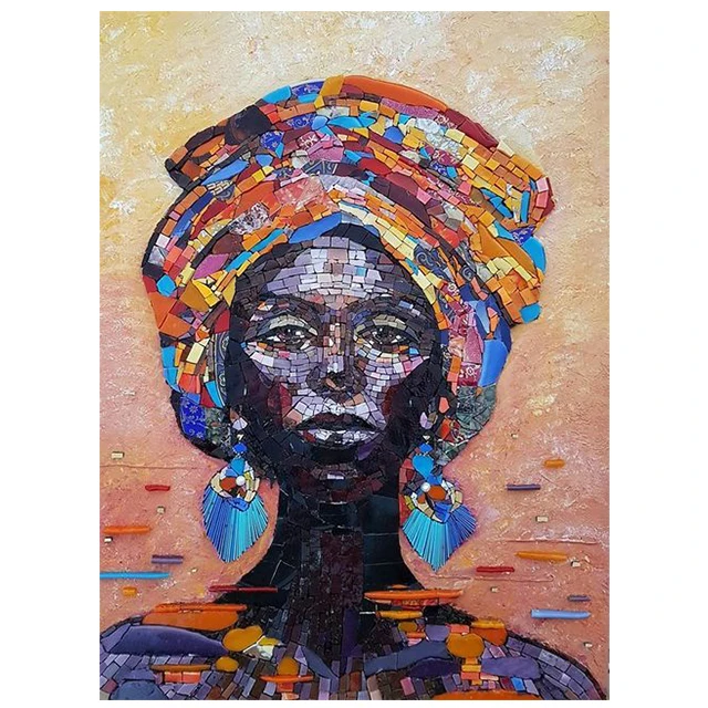 Hot Sale Reproduction DIY Oil Painting by Numbers Picture Drawing african women on Canvas