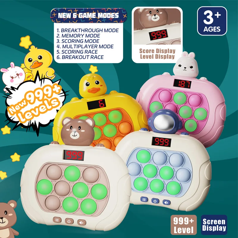 Pop Fidget Push Game Machine Toys Third Generation Quick Press Music Display Screen Game Machine