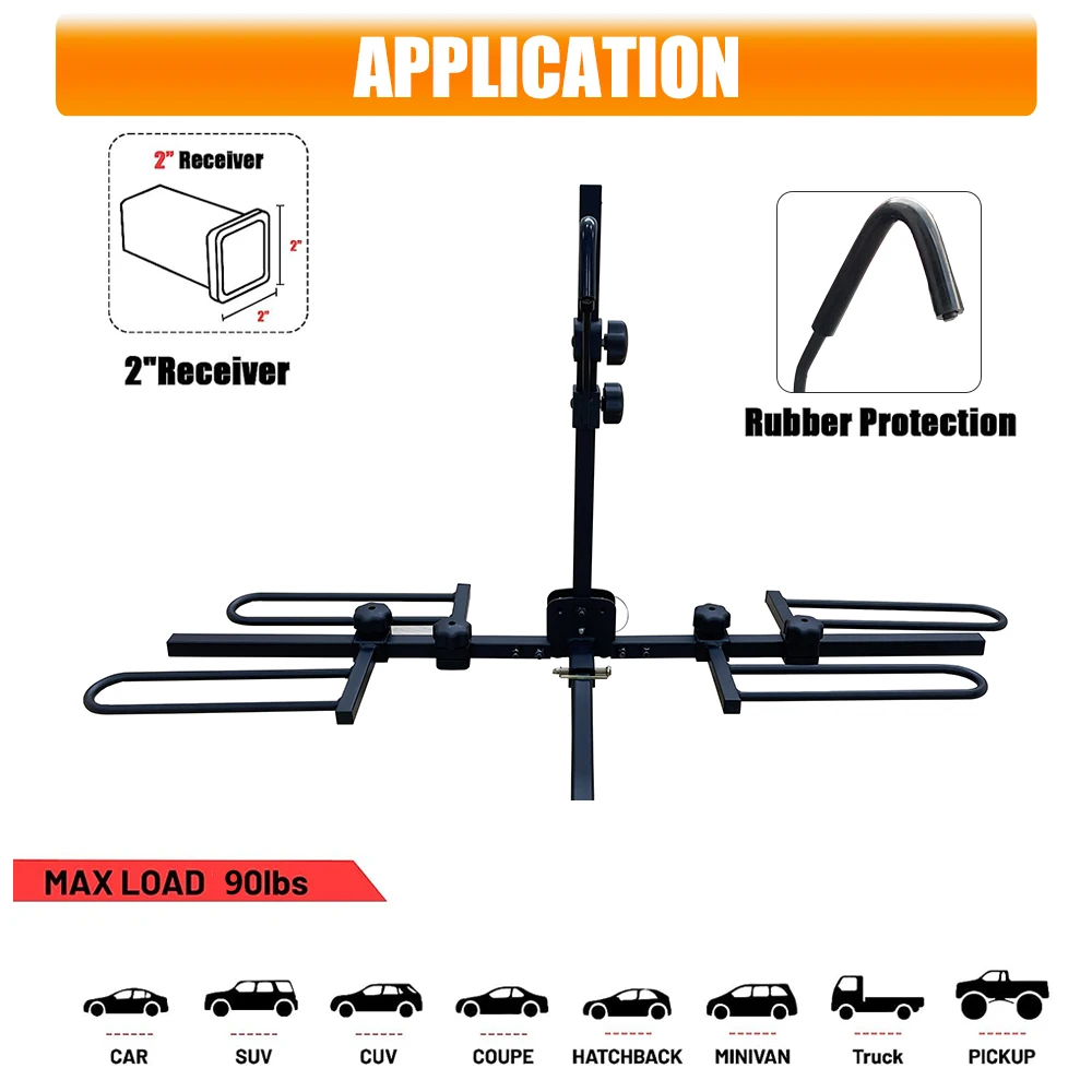 Outdoor travel 2 bicycle hanging transfer multifunctional 90 lbs vertical stand car auto hitch bike rack