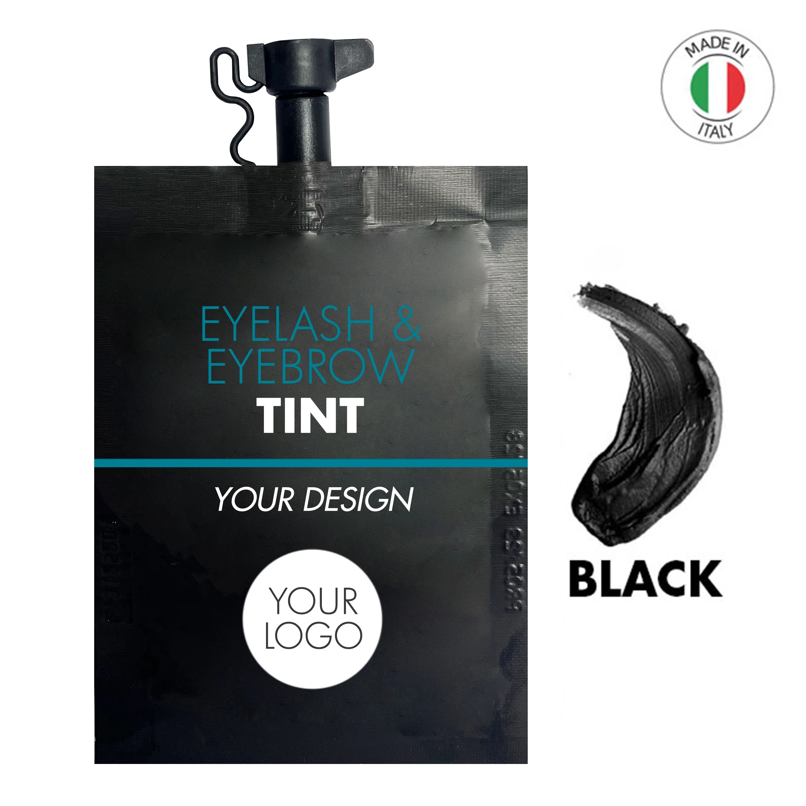 Private label LASH & BROW TINT 10ml sachet  Colour Black Made in Italy free from Ammonia PPD and parabens