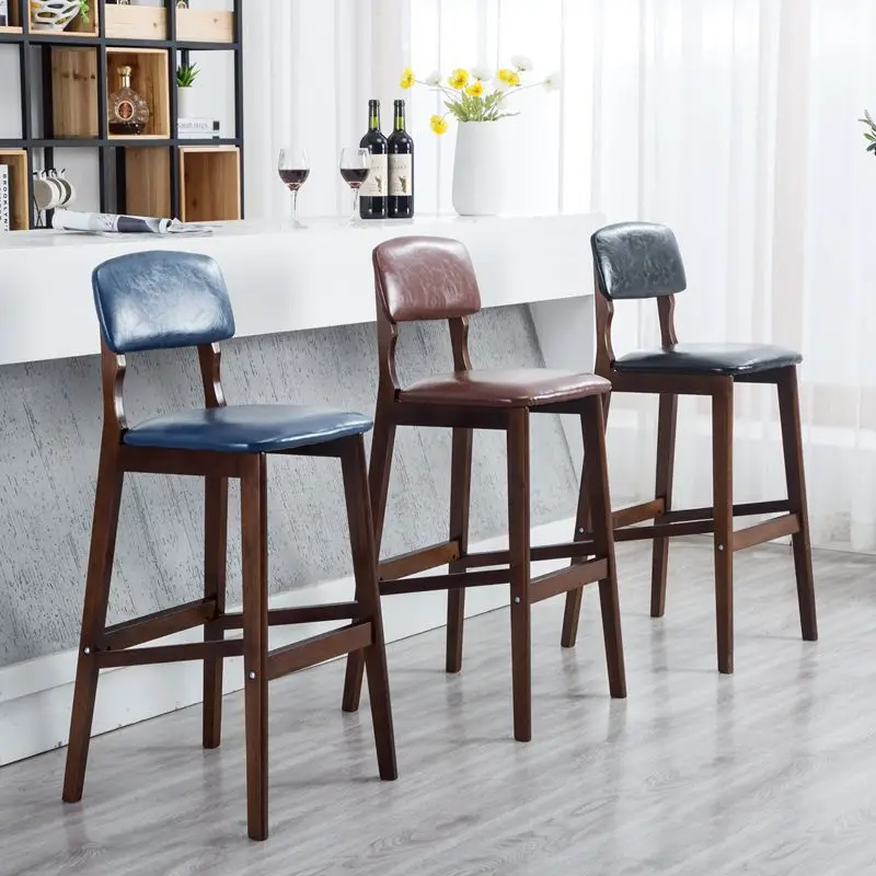 DISHI Wholesale Nordic Luxury Dining Restaurant Furniture Pub Cafe Home Patio Outdoor High Wooden Bar Stool