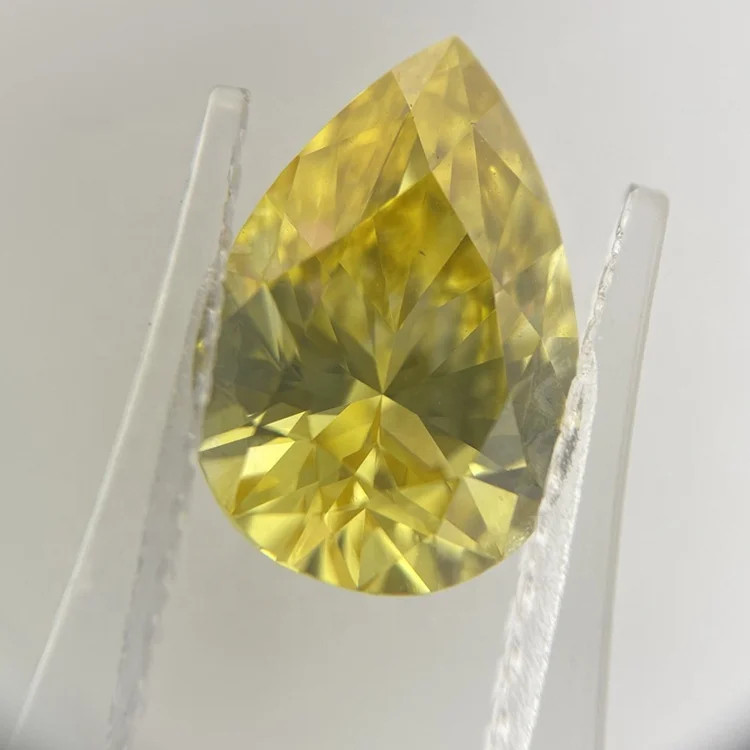 Synthetic HPHT fancy vivid yellow lab grown diamond 2.03ct VS2 pear cut  IGI certified LG432031551