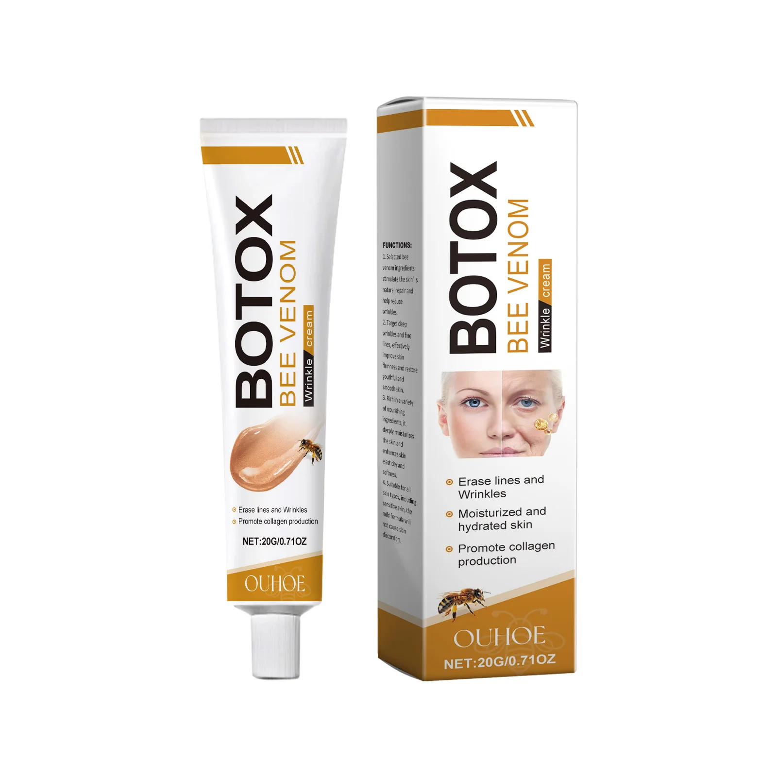 OUHOE Wholesale Private Label New Bee Venom Moisturizing Whitening Face Cream Mild  Honey Bee Venom Cream