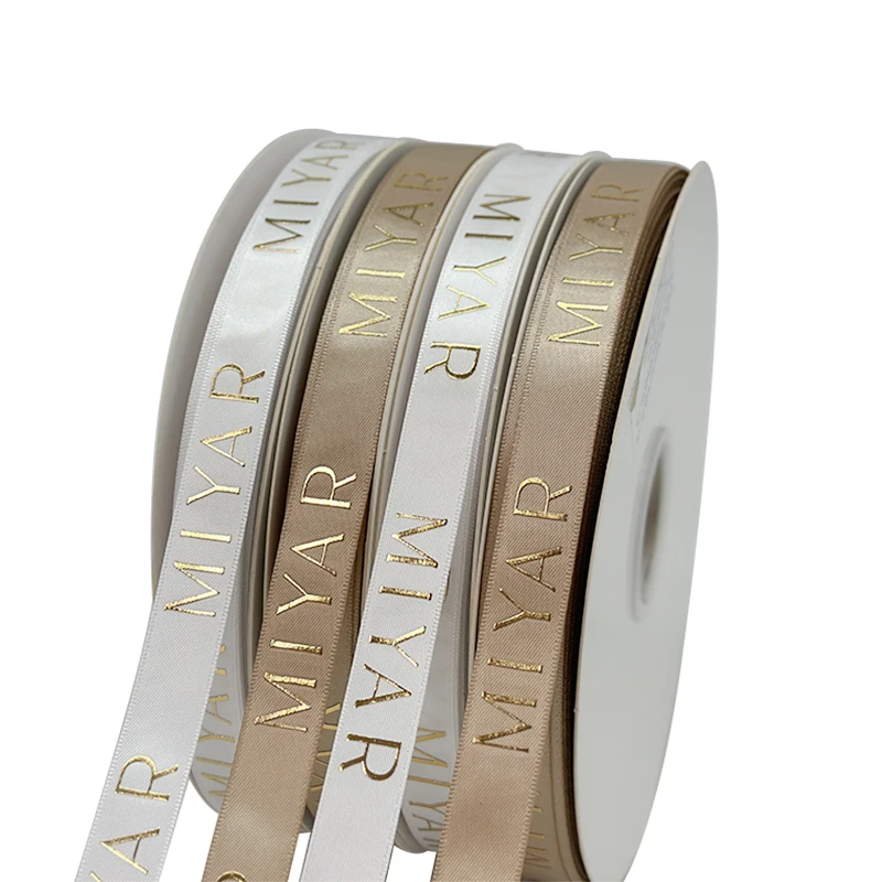 Custom Eco Friendly Printed Black Silk Gross Grain Ribon Gift Bouquet Ribbon With Embossed Logo Brand