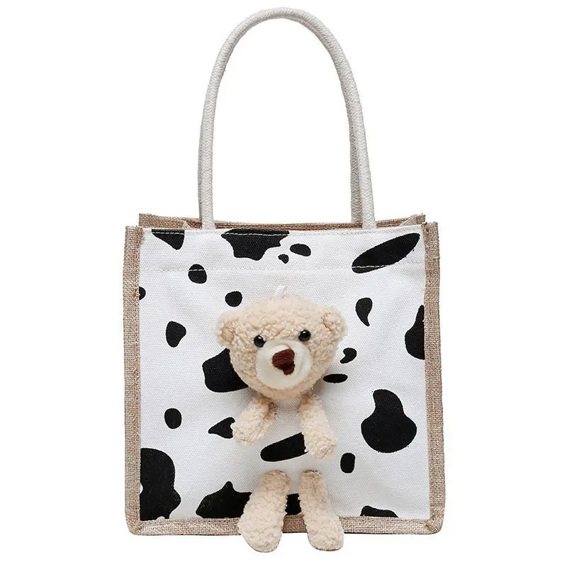 Wholesale mini tote canvas Teddy bear canvas purse