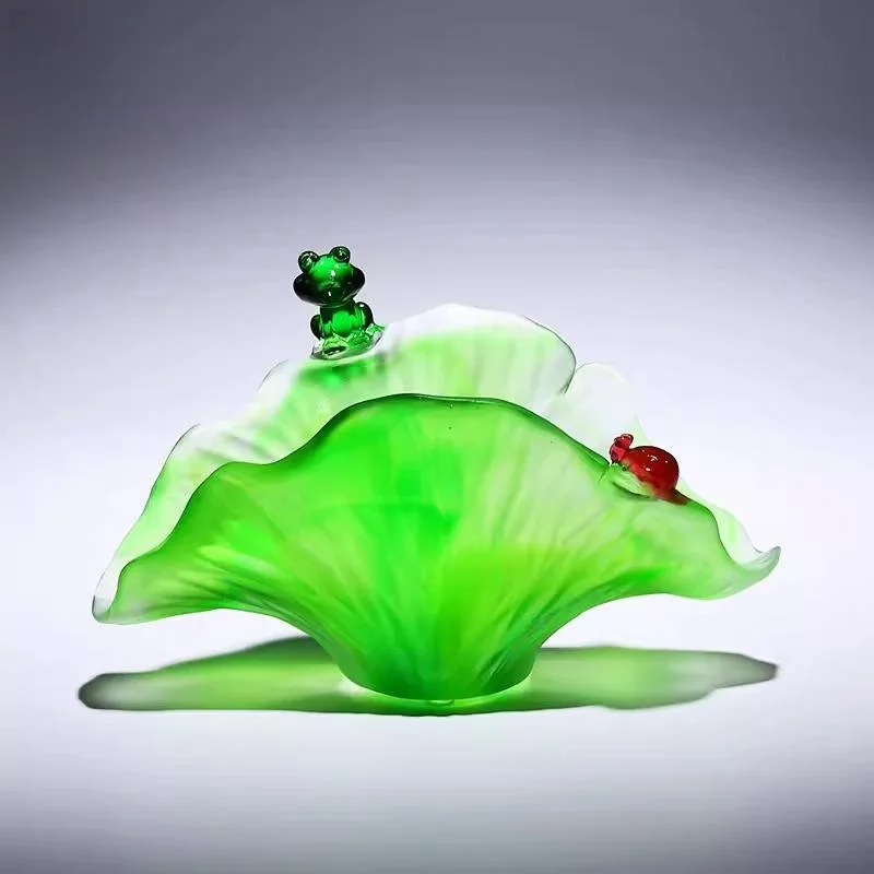 G071 Liuli Lotus Rhyme Storage Box Napkin Box Fruit Plate Vase For Table Living Room High-grade Decorative Ornaments