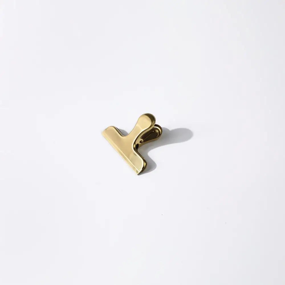 Maxery 2022 Vintage Nordic Golden Folder Stainless Steel Office Stationery Note Holder Metal Paper Clip