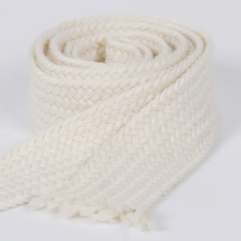 high quality soft Eco- Friendly Cotton Braided Cord String Durable Cotton Cord for Clothes Cotton Flat Cord Rope