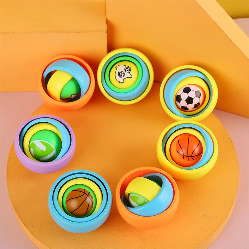 Newest Stress Relief 3D Infinite Flip Ball Plastic Fingertip Football Fidget Gyroscope Decompression Toys Sensory Spinner Cube