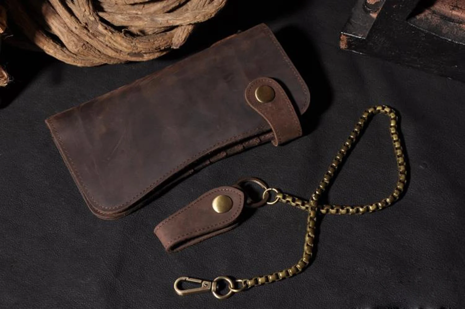 RFID Anti-theft Chain Crazy Horse Leather Retro Style First Layer Luxury Wallet Men