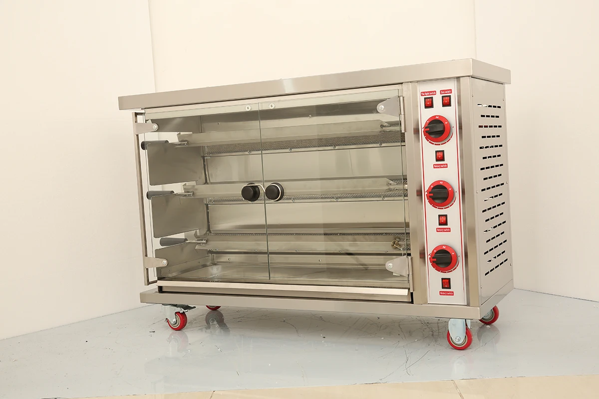 Fuqi Commercial Air Fryer Automatic Rotary Grill 122℉-572℉ For Sheep Chicken 3 Layer Gas Convection Toaster Ovens
