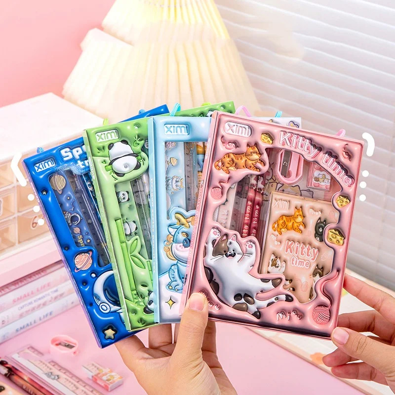 Promotional kindergarten gifts cute cartoon school stationery set for kids