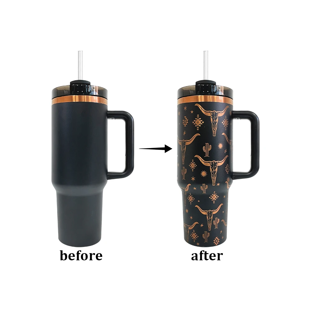 wholesale bulk outdoor sport travel cup stainless steel vacuum insulated 40oz copper plated tumbler with handle