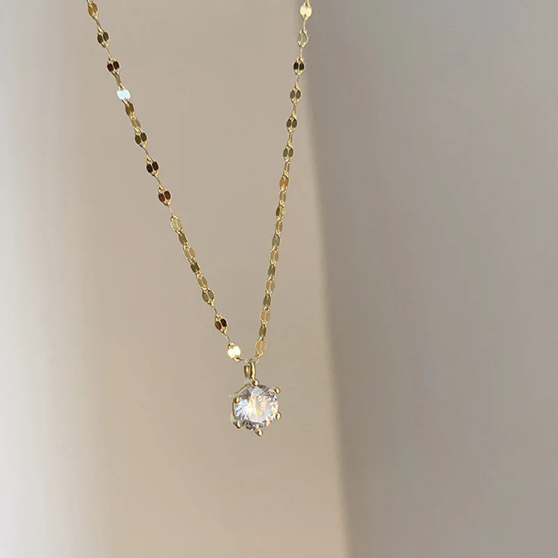 Japan and South Korea new 925 sterling silver necklace fashion diamond necklace women