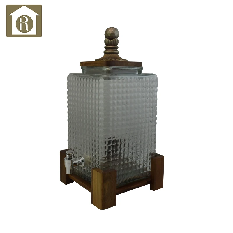  China Wholesale Custom Acacia Wood Base And Lid Fruit Juice Dispenser For