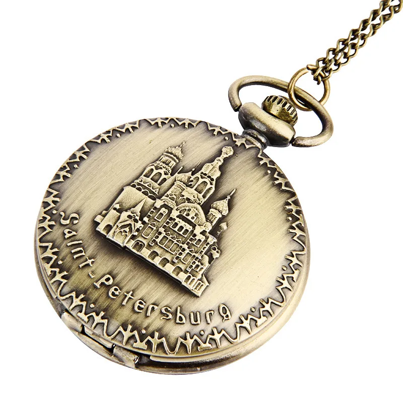 Retro Pocket Watch Bronze Quartz Pocket Watch With Long Chain Best Gift to Men Women Pendant Watches Christmas Gift