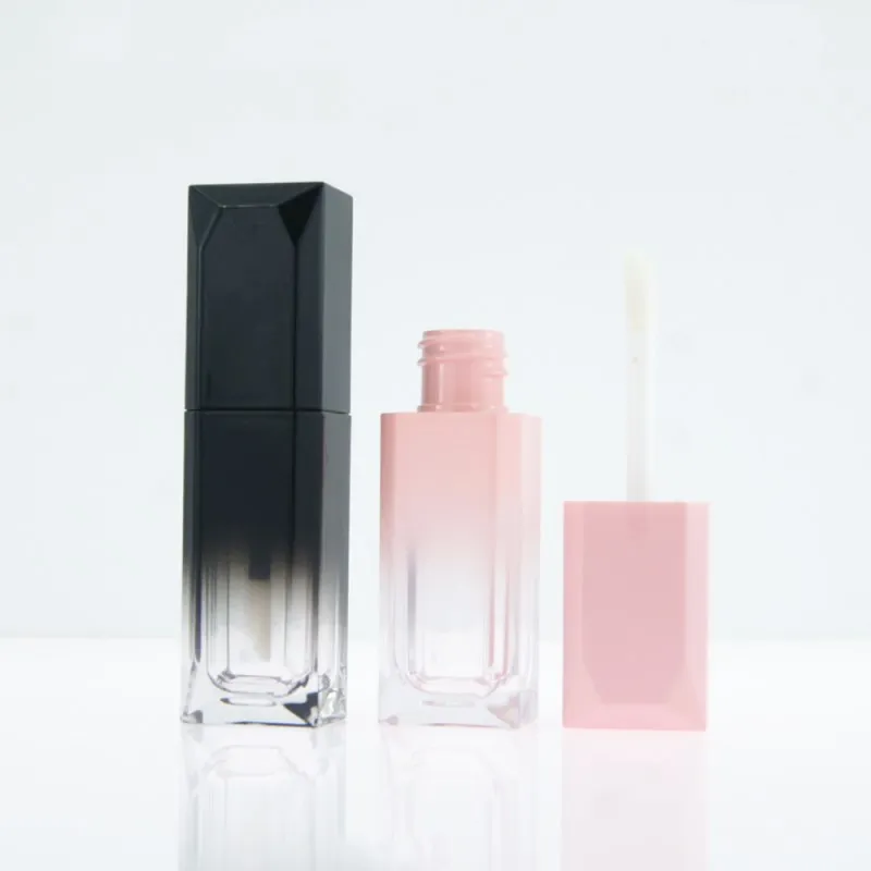 
5ml Popular design gradient pink waterproof material lip gloss container with wands cosmetic liquid lip gloss tube 