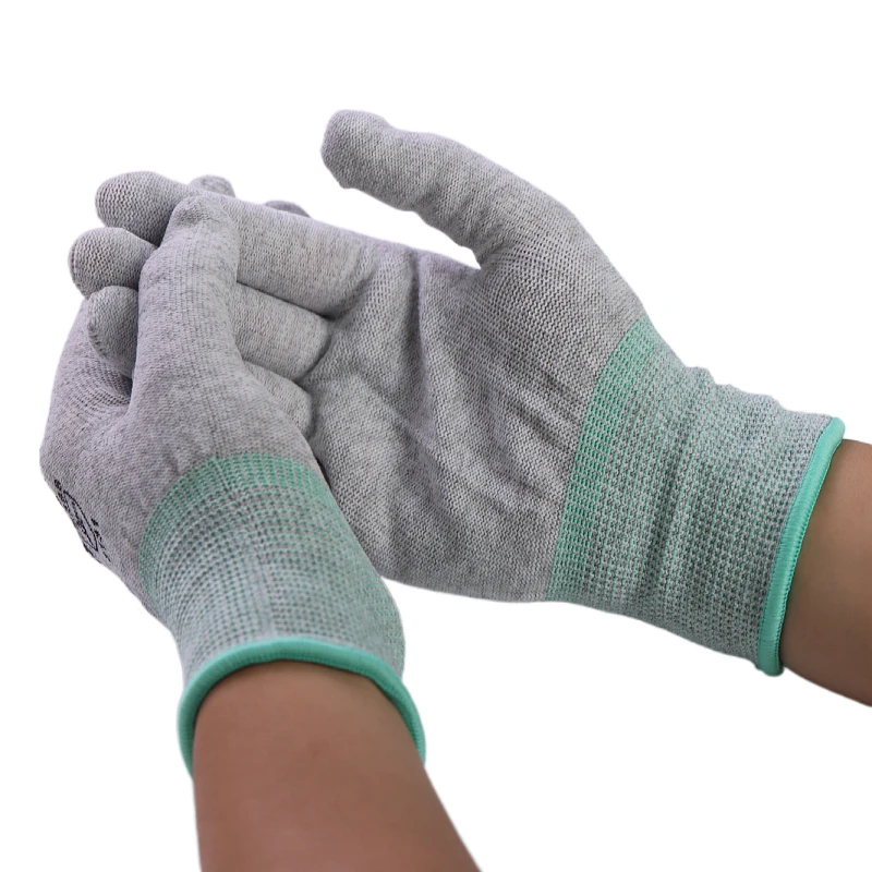 Esd Gloves 13Gauge Conductive Carbon Fiber without Coated  Antistatic ESD Gloves Linner