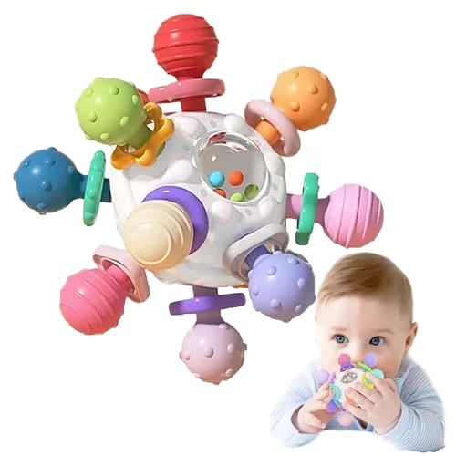 Manhattan Baby Puzzle Fun Hand Grab Ball Early Childhood Teethers Silicone Rattle Grasping Activities Infant Toys