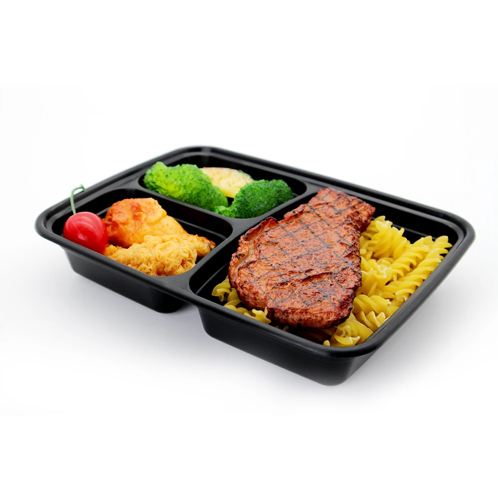 3 compartment Durable Bento Lunch Box Reusable Plastic Food Meal Prep Containers BPA free