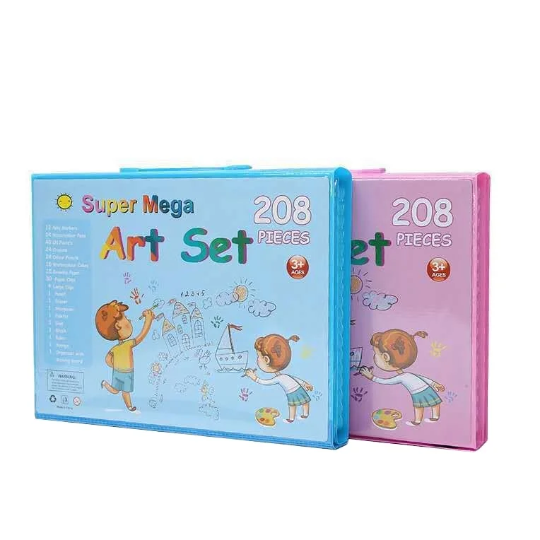 Luoshan оптовая продажа Художественный набор для рисования принадлежности для рисования 208 шт. для детей коробка Художественный набор для рисования