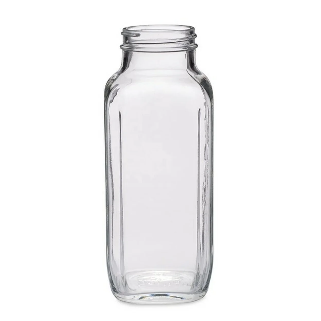 Manufacturer in stock 16oz french square glass bottle with plastic lid in stock