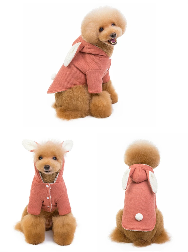 Оптовая продажа, новинка, осенне-зимнее хлопковое пальто для домашних животных, одежда из овечьей шерсти с кроликом-трансформером, плюшевая Одежда для собак
